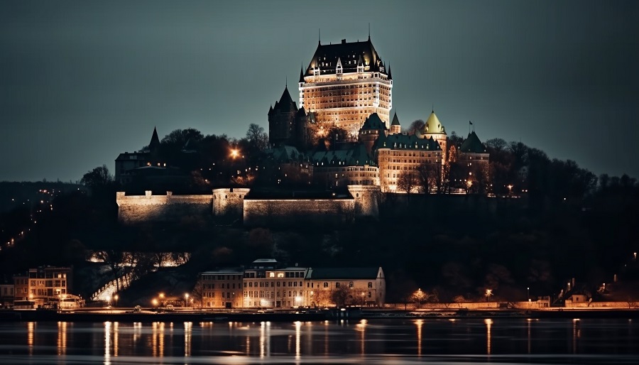 un-castello-sulla-collina-di-notte Quebec